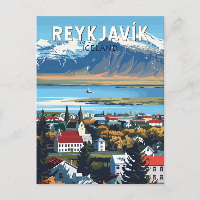 Reykjavík Island Reisen Vintag Postkarte (Vorderseite)
