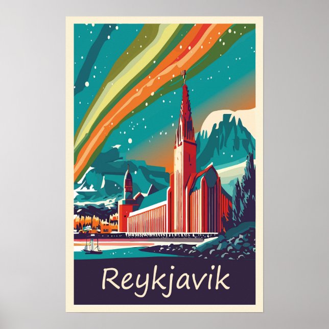Reykjavik, Island, Reiseplakat Poster (Vorne)