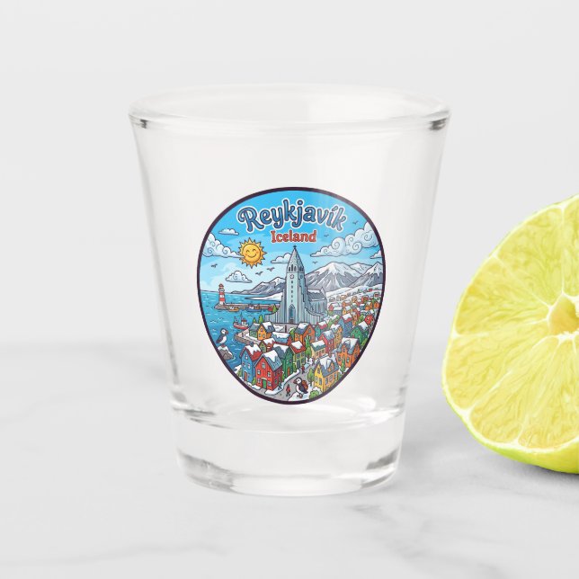 Reykjavík Island Schnapsglas (Vorderseite)