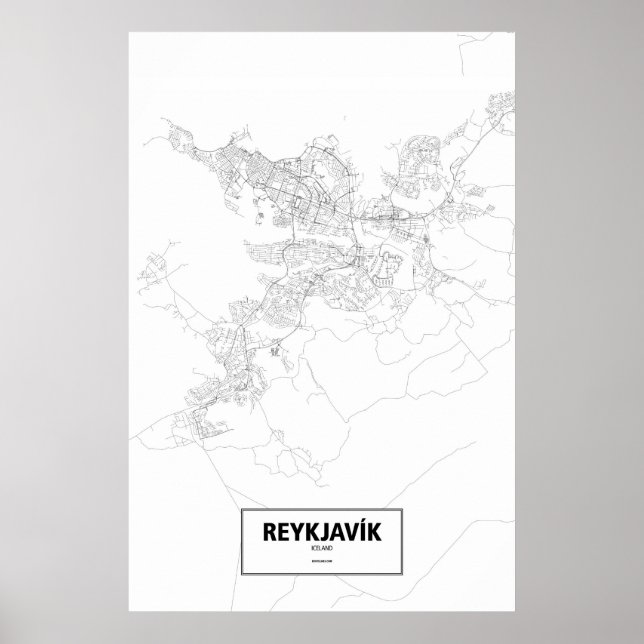 Reykjavik, Island (schwarz auf weiß) Poster (Vorne)