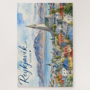 Reykjavik Island Souvenir Wasserfarbe 