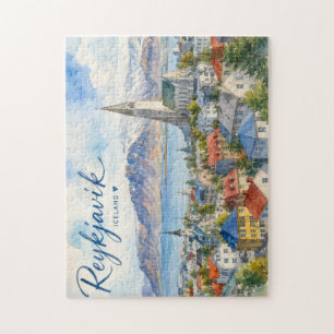 Reykjavik Island Souvenir Wasserfarbe 