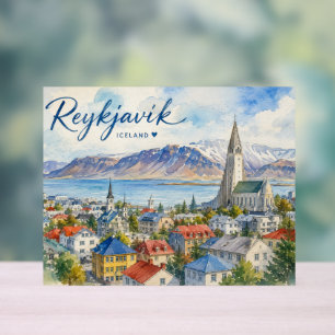 Reykjavik Island Souvenir Wasserfarbe Acrylschild