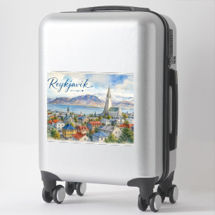 Reykjavik Island Souvenir Wasserfarbe Aufkleber