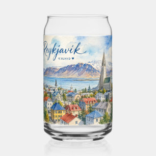 Reykjavik Island Souvenir Wasserfarbe  Dosenglas