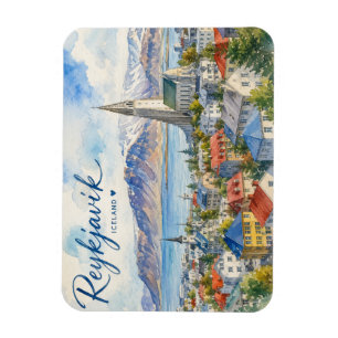 Reykjavik Island Souvenir Wasserfarbe  Magnet