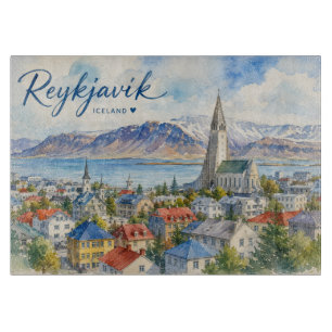 Reykjavik Island Souvenir Wasserfarbe Schneidebrett