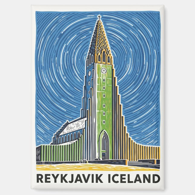 Reykjavík Island Travel Magnet (Vorderseite)