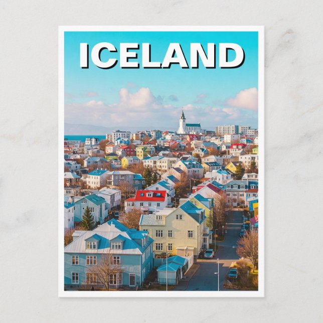 Reykjavík Island Travel Postkarte (Vorderseite)