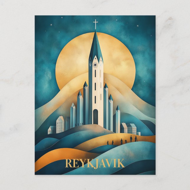 Reykjavik Island Travel Postkarte (Vorderseite)