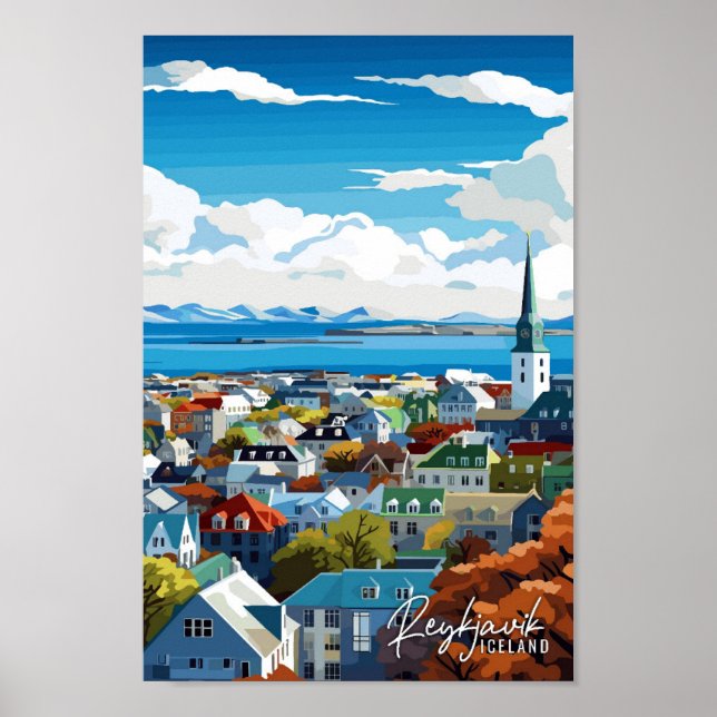 Reykjavik Island Vintage Poster (Vorne)
