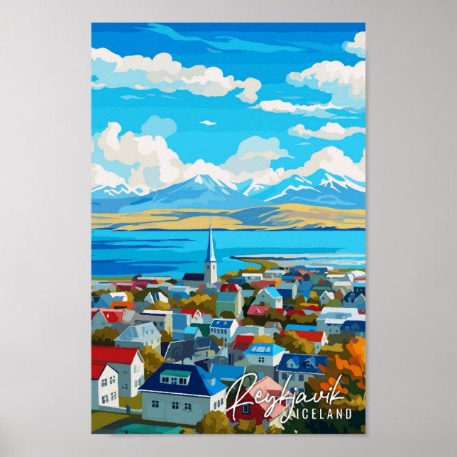 Reykjavik Island Vintage Poster (Vorne)