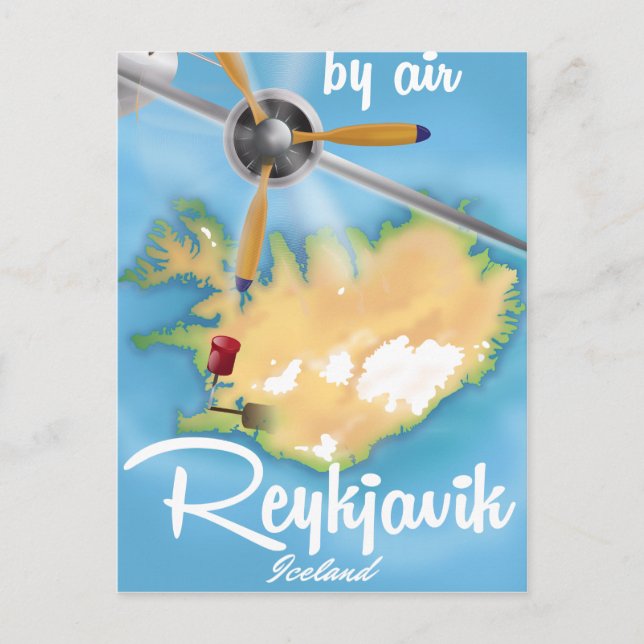 Reykjavik, isländisches Reiseplakat Feiertagspostkarte (Vorderseite)