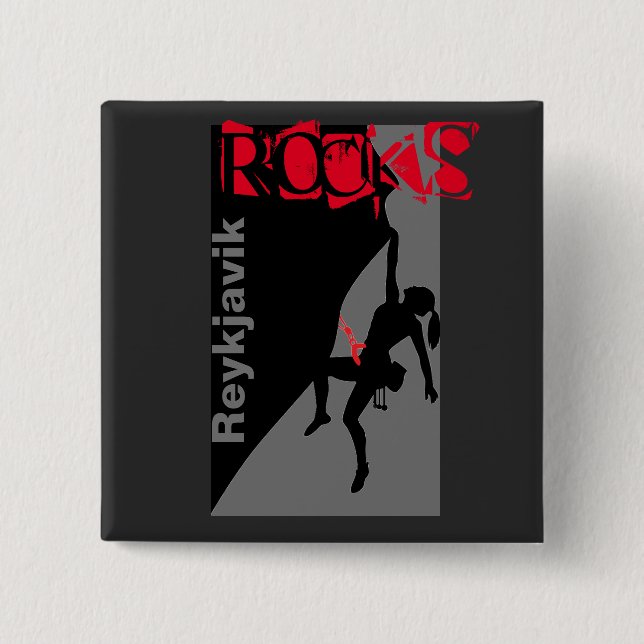 Reykjavik Rocks Knopf Button (Vorderseite)