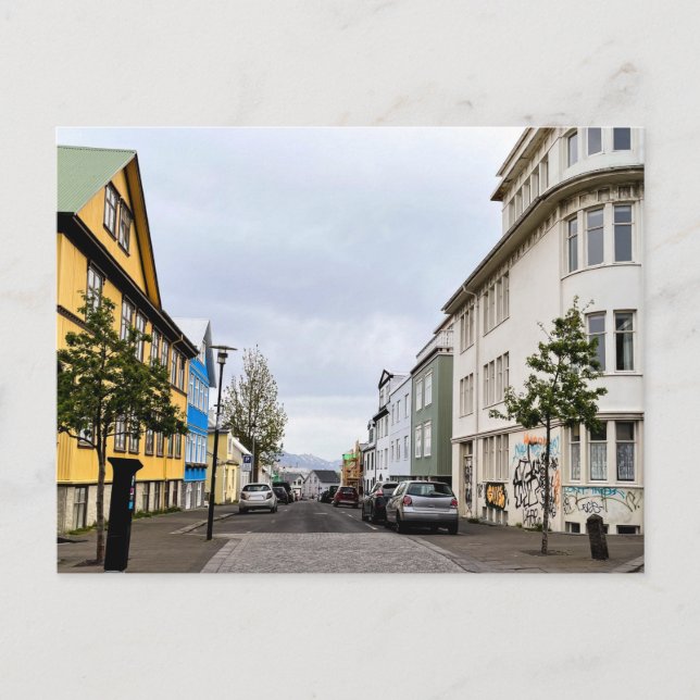 Reykjavik Street Scene Island Foto Postkarte (Vorderseite)