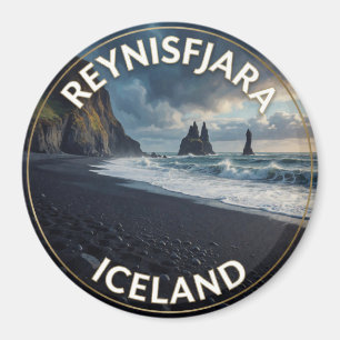 Reynisfjara Schwarzer Strand Island Meeressäulen Magnet