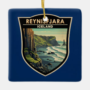 Reynisfjara Strand Island Reise Kunst Vintage Keramikornament