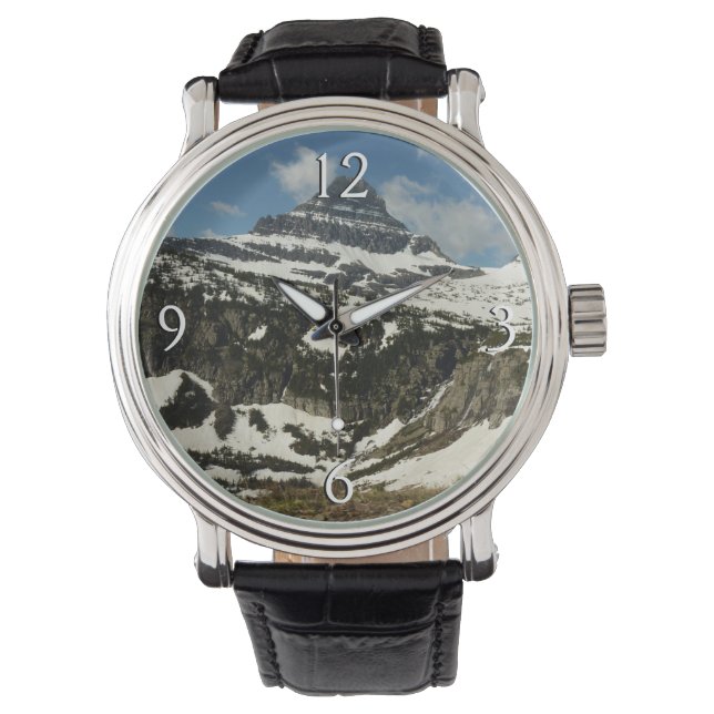 Reynolds Mountain vom Logan Pass beim Glacier Park Armbanduhr (Vorderseite)