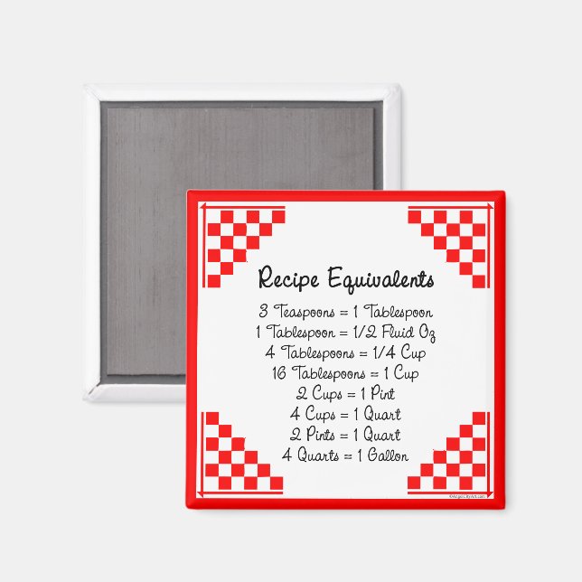 Rezept Äquivalente Küchenhilferufe Magnet (Vorderseite/Rückseite)