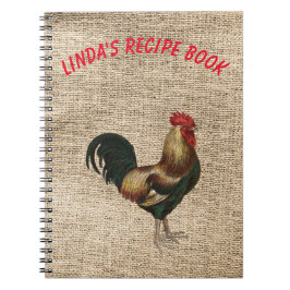 Rezept-Buch mit Hahn und personalisiertes Notizblock