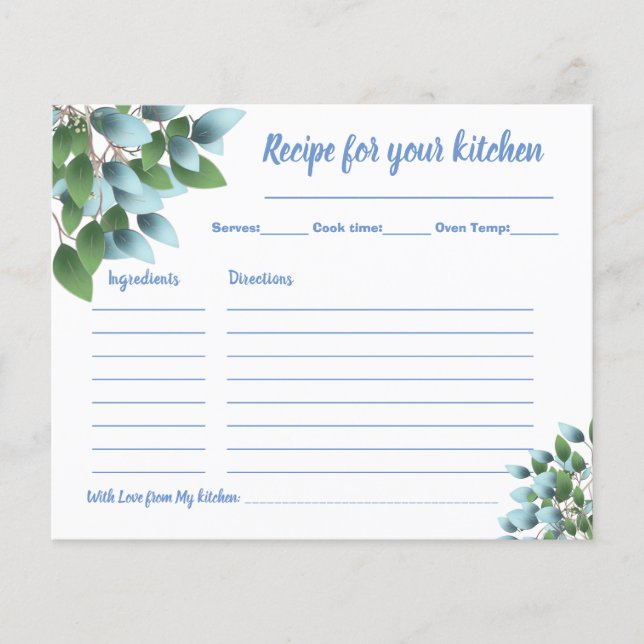 Rezept Card Brautparty Eucalyptus Flyer (Vorne)