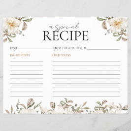 Rezept Card Vino Vor Vows Blumenmuster Brautparty Flyer