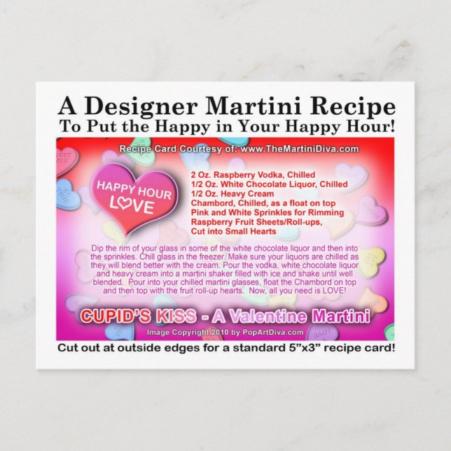 Rezept Cupid Kiss Valentine Martini Postkarte (Vorderseite)