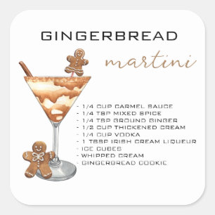 Rezept für Christmas Martini Cocktail mit Ingwerbr Quadratischer Aufkleber