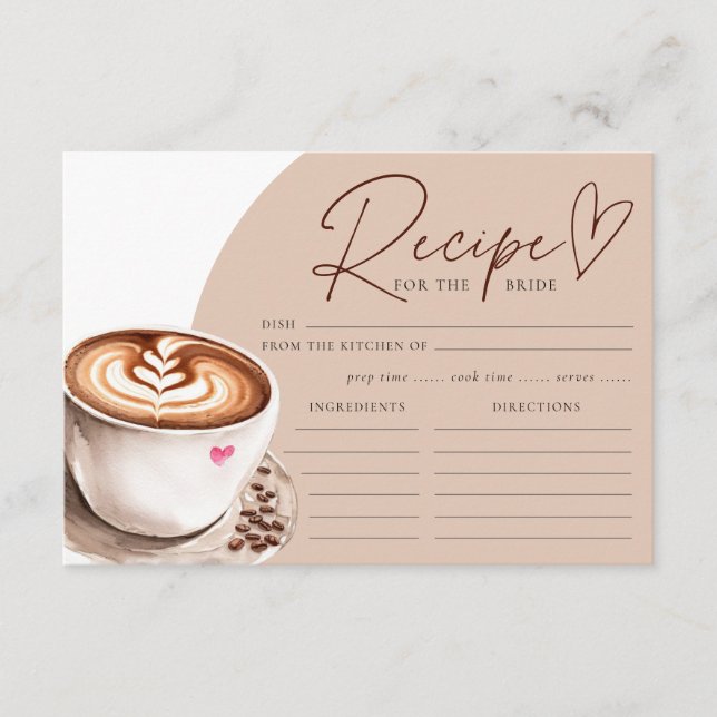 Rezept für das Bride Coffee Brautparty Begleitkarte (Vorderseite)
