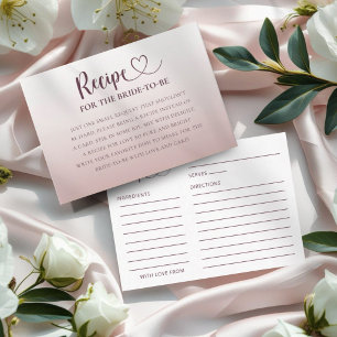 Rezept für die Braut Moderne Rose Gold Hülle Begleitkarte