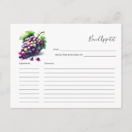 Rezept für die Bride Recipe Card Frucht Feiertagspostkarte