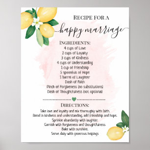 Rezept für ein glückliches Heiratsgeschenk Lemon r Poster