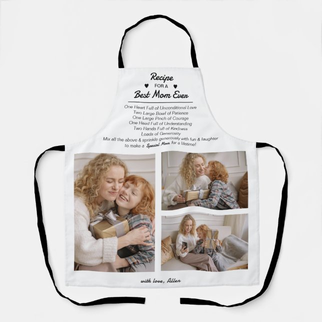 Rezept für eine beste Mama je 3 FotoCollage Schürze (Vorderseite)