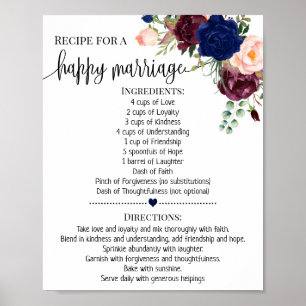 Rezept für eine glückliche Ehe Hochzeitsshower-Ges Poster