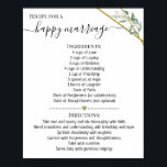 Rezept für eine Happy-Ehe Dusche Grüngeschenk Poster<br><div class="desc">Klicken Sie auf "Design bearbeiten",  um das Layout zu personalisieren oder zu ändern (Textänderung,  Schriftart,  Schriftart). ** Bitte lesen Sie die vollständige Auflistung für die passende Einladung,  Brautparty-Spiele,  Tags und Signatur verfügbar**</div>