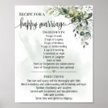 Rezept für glückliche Ehe Dusche eucalyptus Gesche Poster<br><div class="desc">Klicken Sie auf "Design bearbeiten",  um das Layout zu personalisieren oder zu ändern (Textänderung,  Schriftart,  Schriftart). ** Bitte lesen Sie die vollständige Auflistung für die passende Einladung,  Brautparty-Spiele,  Tags und Signatur verfügbar**</div>