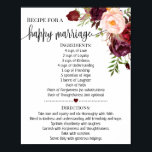 Rezept für glückliche Ehe Dusche Marsala Geschenk- Poster<br><div class="desc">Klicken Sie auf "Design bearbeiten",  um das Layout zu personalisieren oder zu ändern (Textänderung,  Schriftart,  Schriftart). ** Bitte lesen Sie die vollständige Auflistung für die passende Einladung,  Brautparty-Spiele,  Tags und Signatur verfügbar**</div>