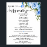 Rezept für glückliche Ehe Polterabend Geschenk Bla Poster<br><div class="desc">Klicken Sie auf "Design bearbeiten",  um das Layout zu personalisieren oder zu ändern (Textänderung,  Schriftart,  Schriftart). ** Bitte lesen Sie die vollständige Auflistung für die passende Einladung,  Brautparty-Spiele,  Tags und Signatur verfügbar**</div>