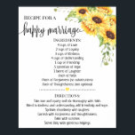 Rezept für glückliche Hochzeit Duschgeschenk Sonne Poster<br><div class="desc">Klicken Sie auf "Design bearbeiten",  um das Layout zu personalisieren oder zu ändern (Textänderung,  Schriftart,  Schriftart). ** Bitte lesen Sie die vollständige Auflistung für die passende Einladung,  Brautparty-Spiele,  Tags und Signatur verfügbar**</div>
