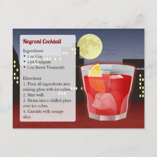 Rezept für Negroni-Cocktail Postkarte