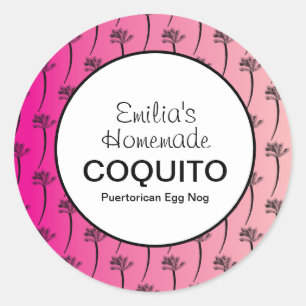 Rezept für rosa selbstgemachten Coquito-Getränk Tr Runder Aufkleber