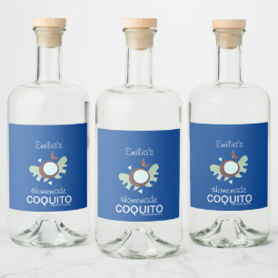 Rezept für selbstgemachtes Coquito-Geschäftsbrandi Alkoholflaschenetikett
