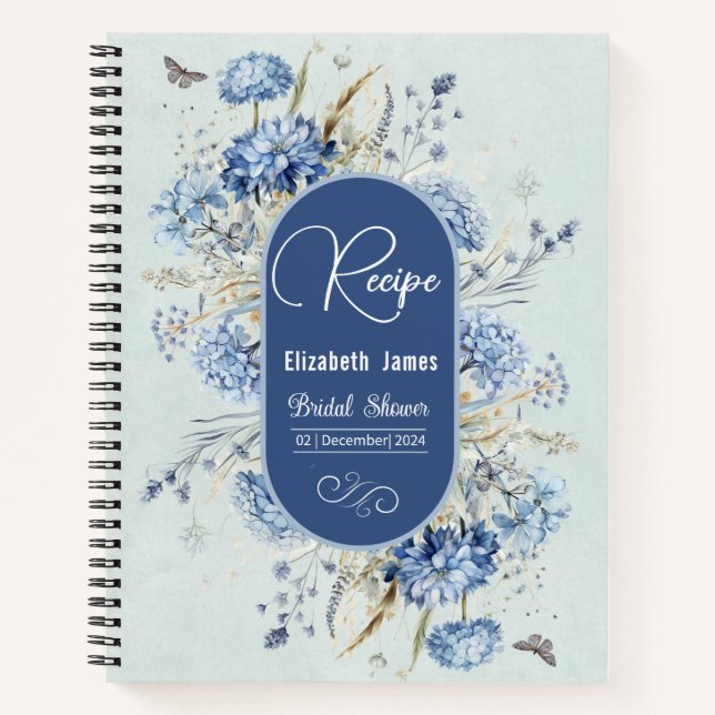 Rezept für trostloses blaues und grünes Brautparty Notizbuch (Vorderseite)