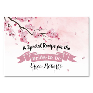 Rezept-Karte   Aquarellfarbenes rosa Brautparty Tischnummer