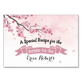 Rezept-Karte | Aquarellfarbenes rosa Brautparty Tischnummer