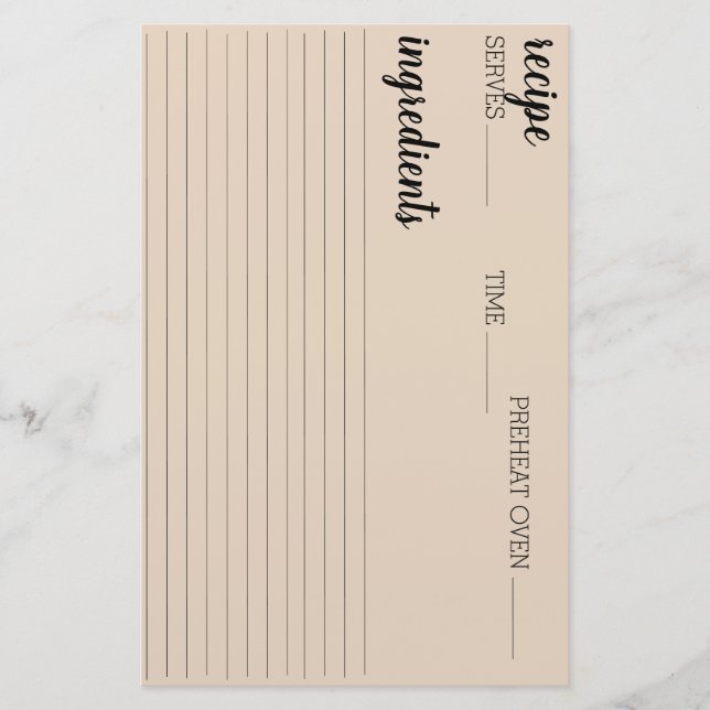 Rezept-Karte Briefpapier (Vorderseite)