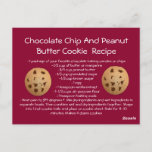 Rezept-Karte Chocolate Chip Erdnuss Butter Cookie Postkarte<br><div class="desc"></div>