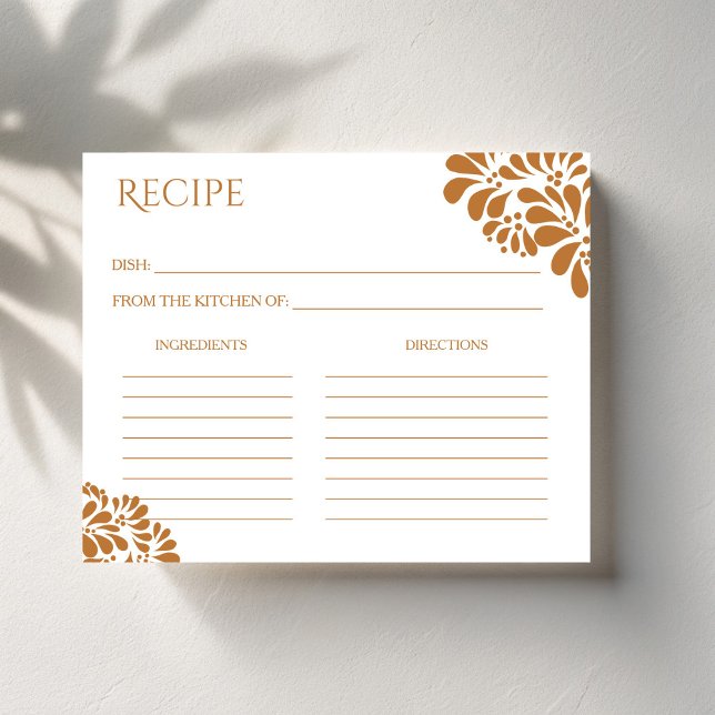 Rezept-Karte des mexikanischen Brautparty talavera (Mexican talavera bridal shower recipe card terracotta talavera bridal shower recipe cards)