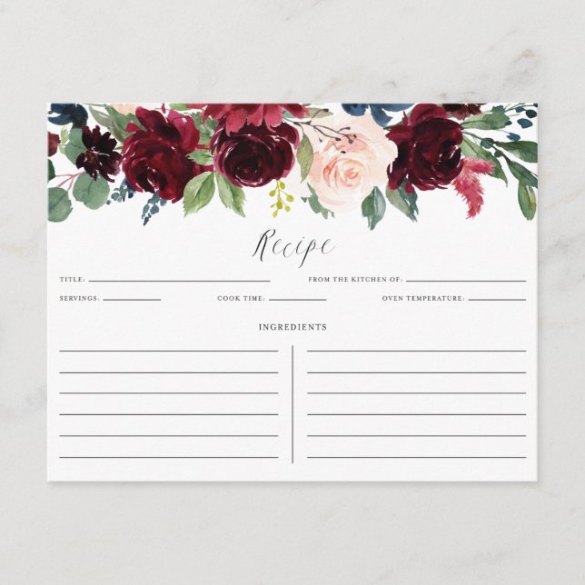 Rezept-Karte für Burgund und Bläsergarten (Vorderseite)