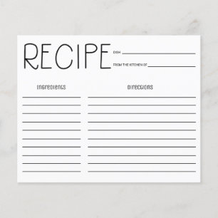 Rezept-Karte für einfaches Brautparty